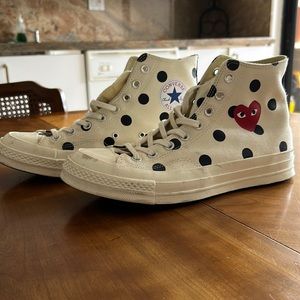Men’s Comme Des Garçons x Converse High top Ivory Polka dot